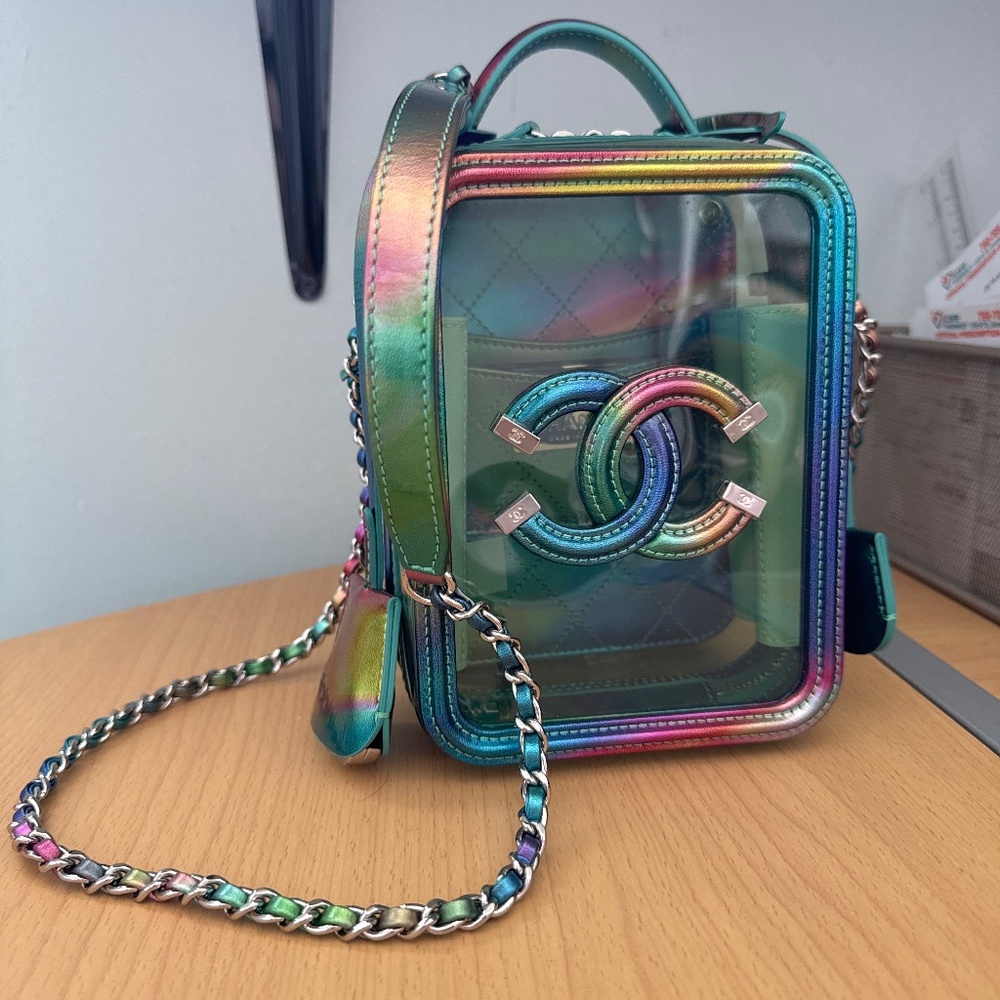 Chanel 2020 Rainbow PVC Vertical Filigree Vanity Case w/ Tags